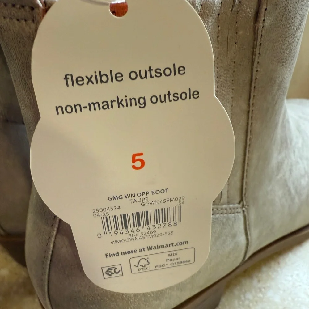 Youth Sz 5 Ankle Boots Side Zip Silver Toupee Shoes Wonder Nation Brand New